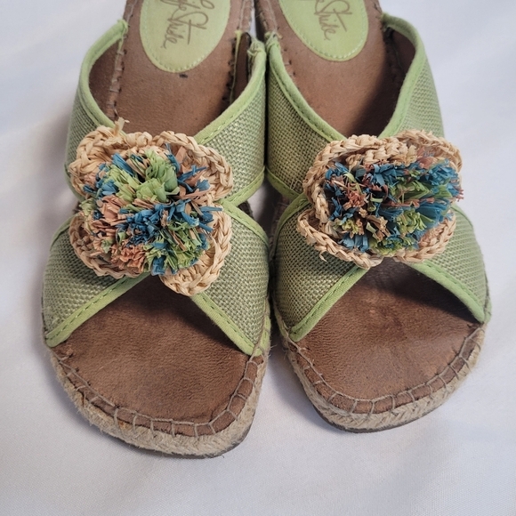 Life Stride Green Macrame Flower Racy Catepilar Wedge Sandal Size 8M - Picture 5 of 11